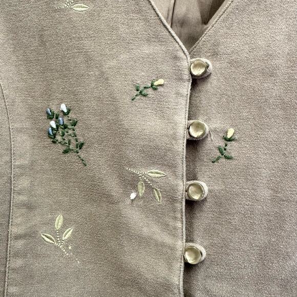 Talbots vintage 90s velour embroidered vest size small cottagecore - Picture 4 of 16